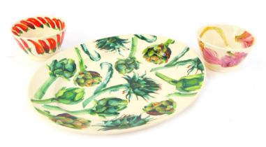 A group of Emma Bridgewater pottery from the Vegetable Garden series, comprising an oval platter in