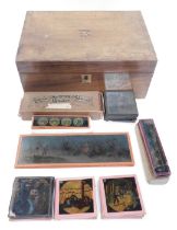 A group of Magic Lantern slides, to include Primus Flies and Moths slides, boxed, biblical scenes, e