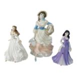 Three Coalport and Royal Worcester ladies, comprising Debutant Kim (small), Royal Worcester Thank Yo