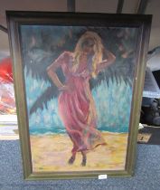 A Paton. Study of a female in flowing dress, oil on canvas, signed and dated '12, 59cm x 41.5cm.