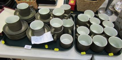 A Denby green chevron pattern part service. (2 trays)