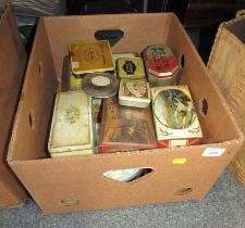 A group of collectors tins, to include Nosegay Special, La Pauz cigarette box, CWS Biscuits, etc. (1