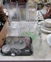 Various glass ware, to include three vases of square tapering form, each 40cm high, moulded glass sq