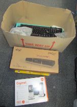 Office wares, comprising Fellows laminating pouches, Gigaset SL450A Duo Go telephones, TP Link ether