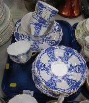 An English porcelain blue and white part tea service.