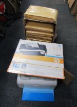 A group of Jiffy Aircraft size 3 mail bags, and HP Deskjet F2180 colour printer. (2)