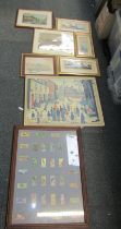 Pictures and prints, comprising after Lowry, street scene, regimental photograph, Central Store and