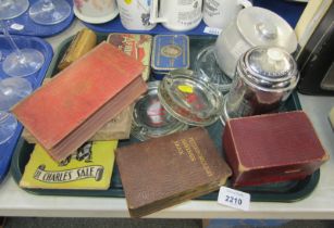 Ephemera. A PCS Centenary tea canister, CWS Milk Service ashtrays, a North Shields Cooperative Socie