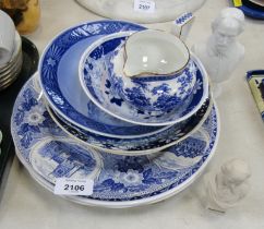 A group of blue and white pottery, to include a Spode commemorative William Shakespeare collectors p