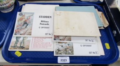 Staddon military postcards, RAF badge, John Player cigarette cards, other loose cigarette card album