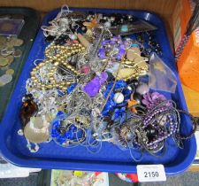 Assorted modern costume jewellery, book clip, earrings, wristwatches, etc. (1 tray)