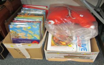 A group of photograph albums, Henry Parker life jacket, cookery books, etc. (2 boxes)