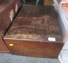A 19thC mahogany work box, locked.