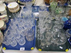 Glassware, comprising tumblers, wine glasses, ashtrays, decanter, etc. (3 trays)