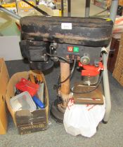 A Draper pillar drill and small group of tools, to include screwdrivers, chisel set, etc. (1 box and