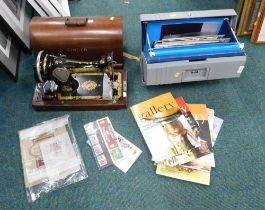 A Helix storage chest and a Singer sewing machine.