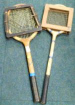 Two vintage tennis racquets, comprising the Cane Shaft Special, and a Banks Brothers. (2)