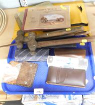 Tunbridge Wells collectors book, cigarette cards, hammer, tools, etc. (1 tray and loose)