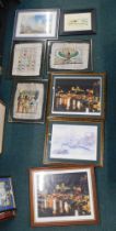 Pictures and prints, comprising After Joseph Mallord William Turner, Stamford, Lincolnshire, three E