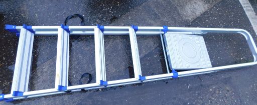 A metal four tier step ladder.