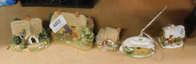 Five Lilliput Lane cottages, comprising The Kissing Gate, Mother's Pride, The Old Dog and Bone, Chri