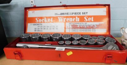 A 20mm drive twenty one piece socket wrench set, boxed.