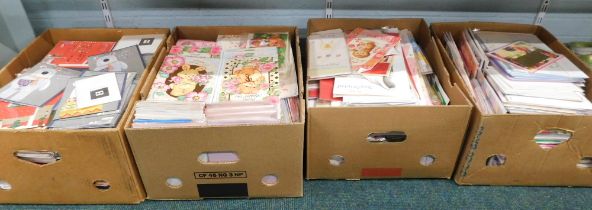 A large quantity of greetings cards, to include Father's Day, Mother's Day, and others. (4 boxes)