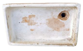 A ceramic Belfast sink, with reeded and moulded corners, 14cm high, 78cm x 47cm.