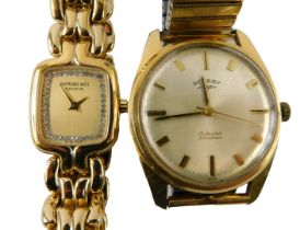 Two wristwatches, comprising a ladies Raymond Weil wristwatch, with a crystal studded border, in a g