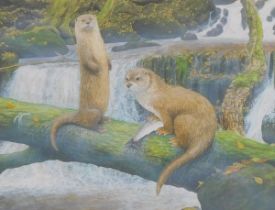 P.T.R. Smith (20thC). Otters at Kentmere, watercolour, signed, titled and dated 1993, 35cm x 45cm. A