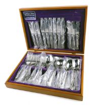 A canteen of Arthur Price King's pattern cutlery, in oak case, with some original packaging, etc.