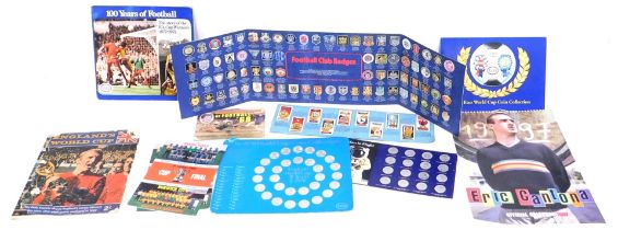 A quantity of football ephemera, to include an Esso 1990 World Cup medallion set, similar 1970 set,