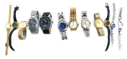 A group of fashion watches, comprising an Aviator cased chronograph, Pulsar gentleman's wristwatch,