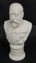 A Burkes & Rawlins Parianware model sculpture of Edward VII, white finish, 17.5cm high.