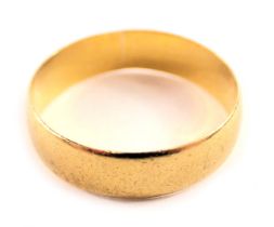 A George V 22ct gold thick wedding band, of plain design, Birmingham 1916, ring size P½, 3.4g.