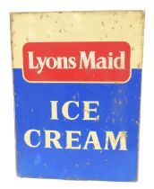 A Lyons Maid metal Ice Cream advertising sign, 61cm x 46cm.