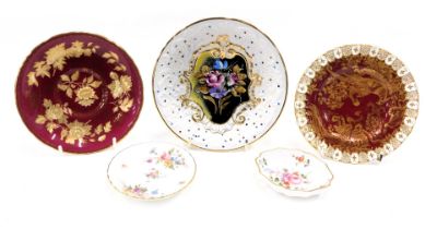 Coalport and other collectors plates and trinkets, comprising a Royal Crown Derby Derby posies pin d
