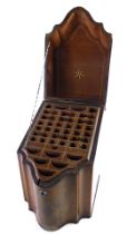 A George III mahogany chequer banded slope top knife box, the hinged lid enclosing a fitted interior