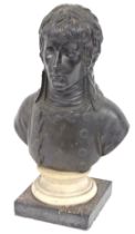 A 19thC bronze bust, of a military gentleman, on an onyx circular foot, on square base, 30cm high. (