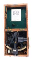 A Hughes & Son Ltd sextant in fitted box labelled Lilley & Reynolds Limited, etc.