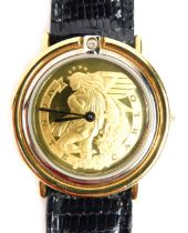 A Franklin Mint Monte Carlo Casino watch, with 1986 Monte Carlo dial, in a gold coloured finish, set