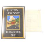 A painted Rushton Hornsby Thrashing set poster, with black ground and a yellow border, 98cm x 66cm.