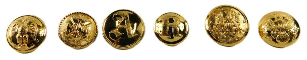 A cased set of Firmin & Sons military buttons, each bearing the eagle and initials AR, in presentati