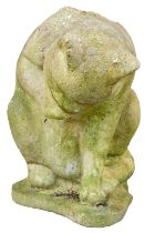 A reconstituted stone garden figure of a cat, 26cm high.