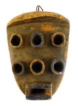 A Grebo (Krou) Maou six eyed warrior mask, Liberia, 30cm high.