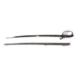 A Victorian Artillery Officer's dress sword by Catterall of Preston, shagreen handle, curved blade w