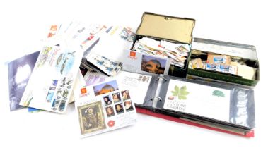 A small quantity of first day covers mostly 1980's, a few 1960's. (c.50), definitives, (c.20) and lo