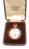 A JW Benson of London 9ct gold cased pocket watch, the white enamel Roman numeric dial with gold han