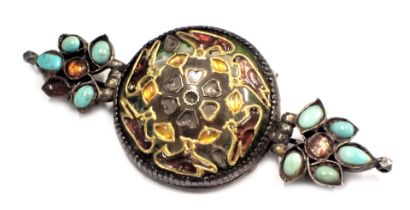 A 19thC and later armlet converted to brooch, possibly late Mughal/Uttar Pradesh, with later additio