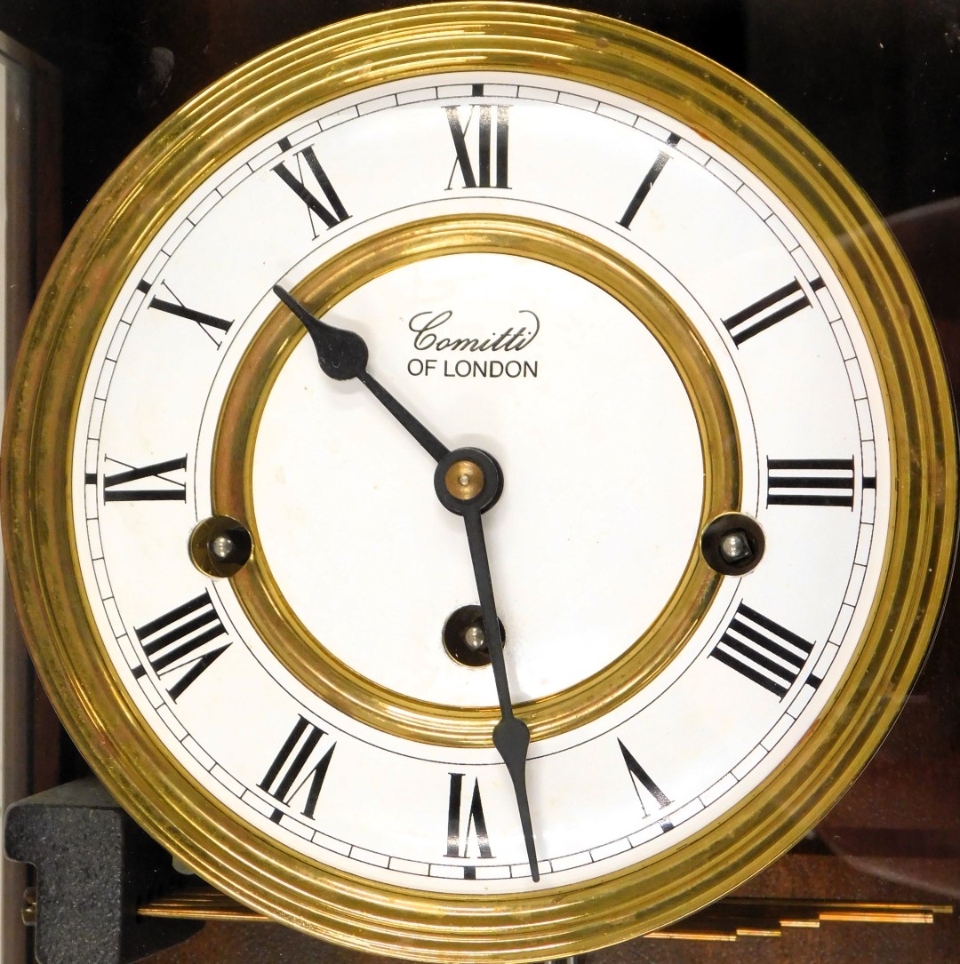 A Committee of London mahogany cased drop dial wall clock, with a white enamel Roman numeric dial, a - Image 2 of 4